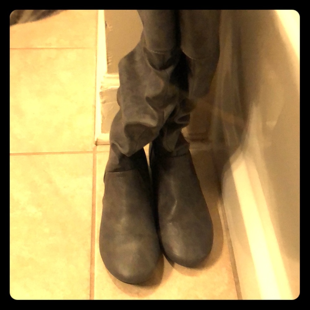 Knee high gray boots